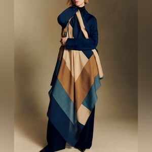 Sézane NWT Pio Scarf in Blue Color Block